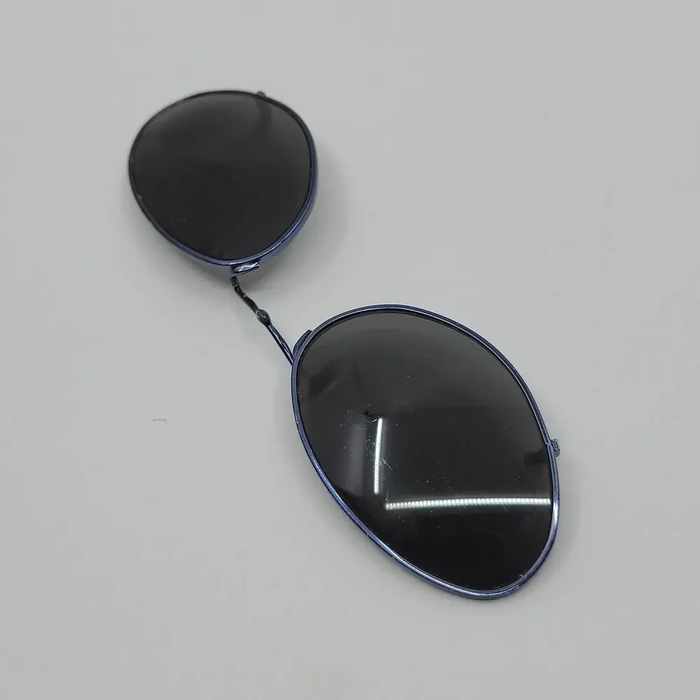Vintage Gucci GG2648  Blue Metal Oval Clips-On Sunglasses Frames Italy 47x20